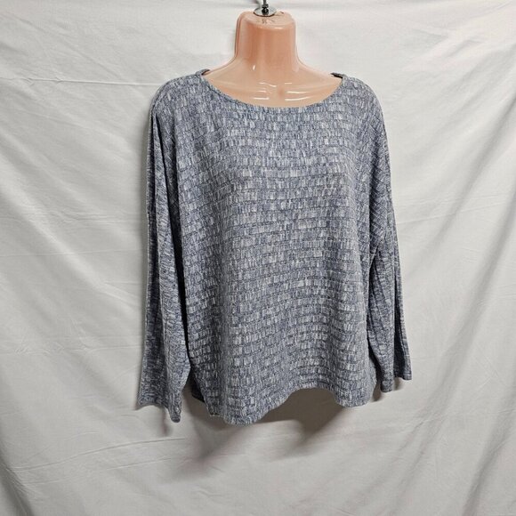 Johnny Was Calme Boat Neck Short Pullover Sweater Women Size L Blue Heathered - Picture 11 of 14
